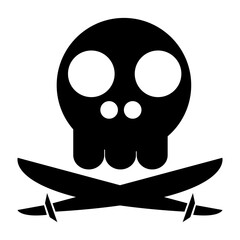 Skull and pirate sword, black and white pirate markings.
