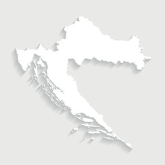 Simple white Croatia map on gray background, vector