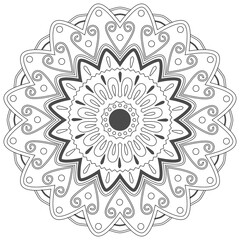Flower Mandala. Decorative elements. Oriental drawing, vector illustration. Coloring book page