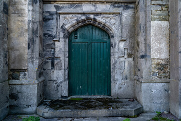 Fototapeta na wymiar Doorway of closed old Irish Castle background.