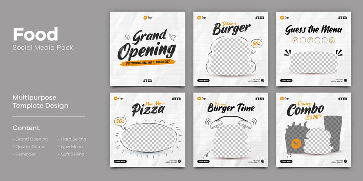 Burger Fastfood Social Media Post Bundle Template