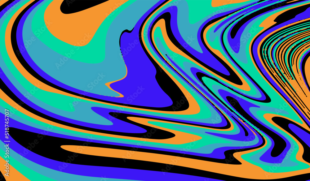 Poster abstract geometric background with warped colorful lines. trippy op-art style illustration.