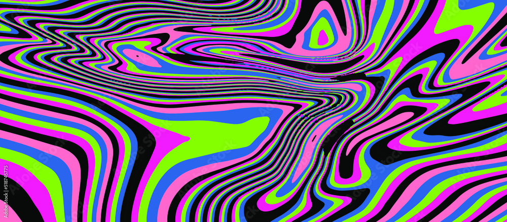 Poster abstract geometric background with warped colorful lines. trippy op-art style illustration.