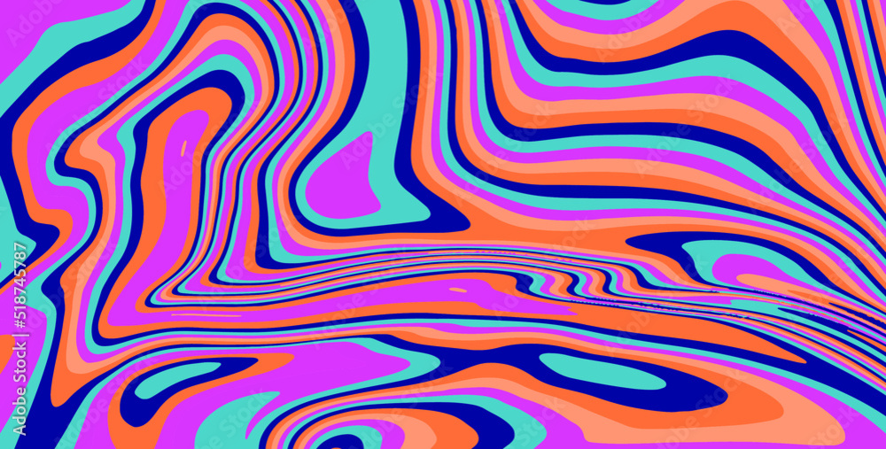 Poster abstract geometric background with warped colorful lines. trippy op-art style illustration.