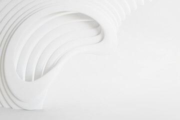 Minimal architecture background. White wave texture soft wallpaper. An element for design. Purity 3d rendering image.