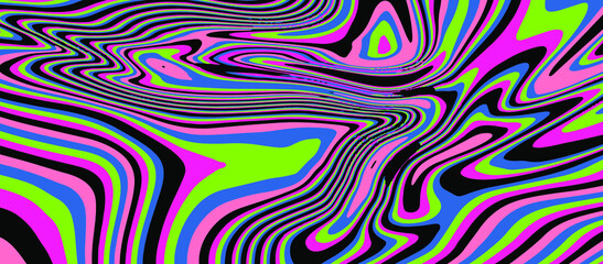 Fototapeta premium Abstract geometric background with warped colorful lines. Trippy op-art style illustration.