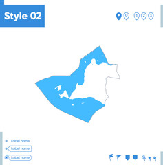 Banten, Indonesia - stroke map isolated on white background with water and roads. Vector map