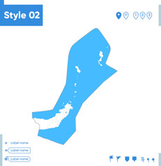 North Sulawesi, Indonesia - stroke map isolated on white background with water and roads. Vector map