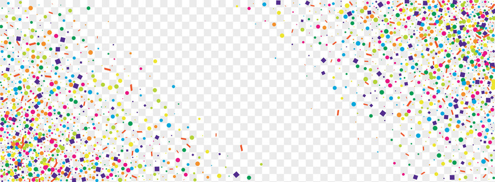 Rainbow Circle Background Transparent Vector. Polka New Design. Colorful Celebrate. Multicolored Confetti Top. Round Carnaval Illustration.