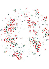 Green Rowan Background White Vector. Leaf Seamless Template. Red Leaves Natural. Plant Card. Foliage Symbol.