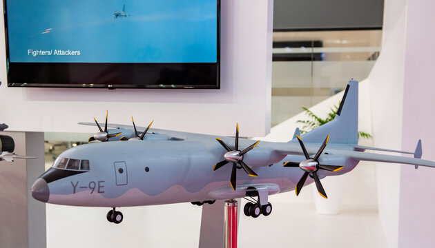 August 30, 2019, Moscow region, Russia. A mock-up of the Chinese Shaanxi Y-9 multi-purpose transport aircraft