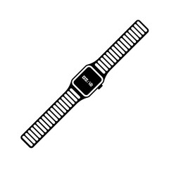 Smart Watch Silhouette. Black and White Icon Design Element on Isolated White Background