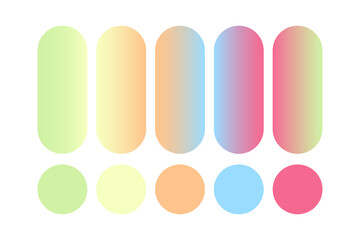 Trendy minimalistic neon pastel gradient set of colors on white background. Modern colors template.	