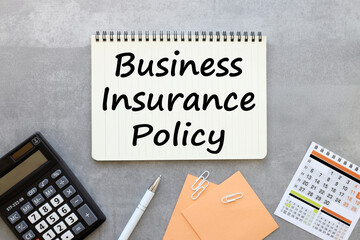business insurance policies. gray background .top view