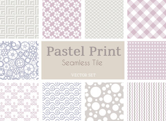 Silhouette of a floral pattern seamless tile pastel set
