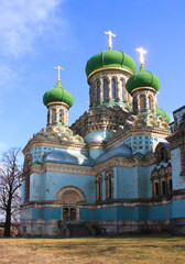Fototapeta na wymiar Uspensky Cathedral of the nunnery in the village of Belaya Krinitsa, Ukraine 