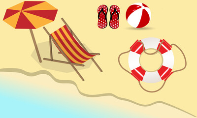 summer beach accessories vector sets