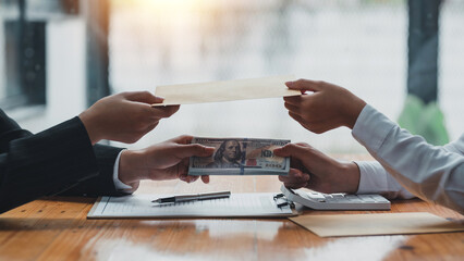 Attorney or officers are taking bribes from clients in a bribery courtroom to gain an advantage in...