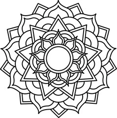  Mehndi flower pattern for Henna drawing and tattoo.Easy Mandala coloring book simple and basic for beginners, seniors and children.Decoration in ethnic oriental, Indian style.