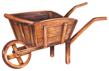 Fototapeta na wymiar Wooden wheelbarrow illustration
