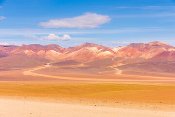 Colourful Andes in the Salvador Dali Desert (Desierto de Salvador Dali) in the Altiplano region of...
