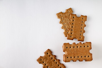 rye flour cookies on a white background, copy space