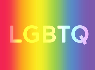 LGBTQ lettering rainbow design on rainbow background. LGBTQ pride month concept
