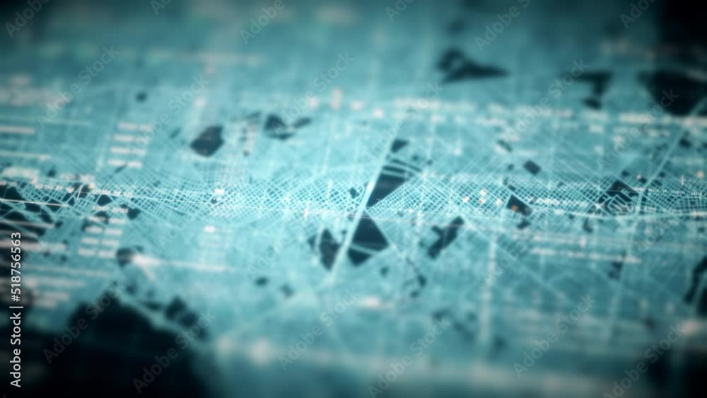 Leinwandbilder Futuristic motion graphic user interface head up display screen with digital data city map telemetry information display for digital background computer desktop display screen