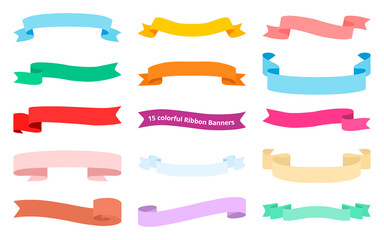 set of 15 ribbon banners vector clipart