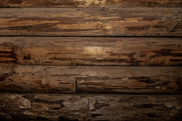 Plakat Wooden planks background. Wooden ceiling of farmer's house.