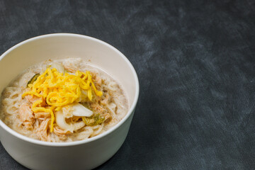 This dish consists of buckwheat noodles served in chilled chicken soup flavored with vinegar and mustard and topped with shredded chicken. Chogyeguksu is a dish commonly eaten in summer as it is belie