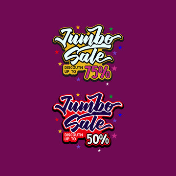 simple fun label jumbo sale up to 70% promotions vector design