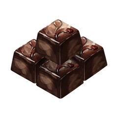 Set of chocolate cube watercolor vector design