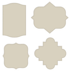 破線・色付きのクラシカルな形のラベルをセットにしたイラスト素材