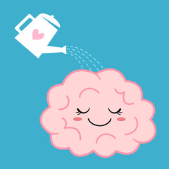 Brain care. Mental health concept vector illustration.