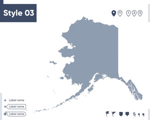 USA Alaska - map isolated on white background. Outline map. Vector map. Shape map.