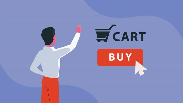 buy button ecommerce market animation