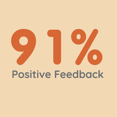 91% percentage positive feedback sign label vector art illustration 