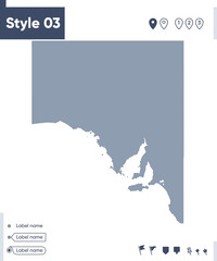 South Australia, Australia - map isolated on white background. Outline map. Vector map. Shape map.