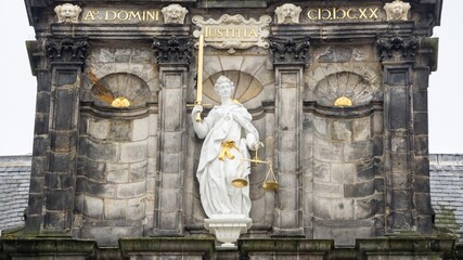 Lady of justice statue in Delft in the Nethelnds
