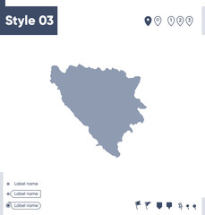 Obraz premium Bosnia And Herzegovina - map isolated on white background. Outline map. Vector map. Shape map.