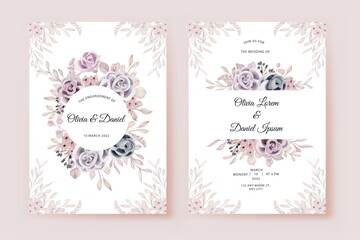 wedding invitation template with beautiful flower rose