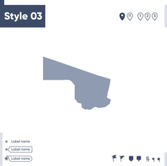 Southern, Botswana - map isolated on white background. Outline map. Vector map. Shape map.