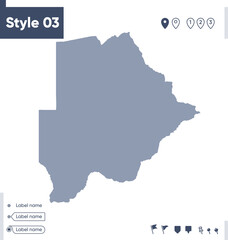 Botswana - map isolated on white background. Outline map. Vector map. Shape map.