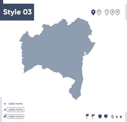 Bahia, Brazil - map isolated on white background. Outline map. Vector map. Shape map.