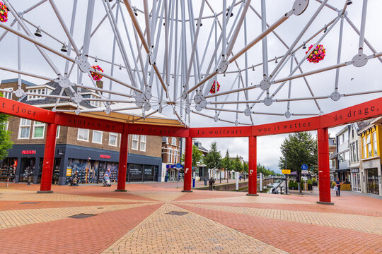 Drachten, The Nethrlands - August 22, 2021: The Carrilon of Drachten in the shopping center of the city Drachten in Friesland in The Netherlands