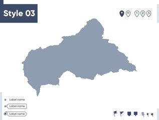 Obraz premium Central African Republic - map isolated on white background. Outline map. Vector map. Shape map.