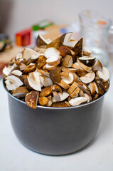 a bowl of dried mushrooms