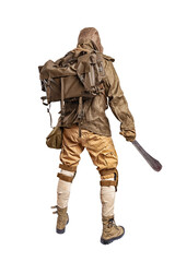 Post apocalyptic warrior  isolated on the white background.