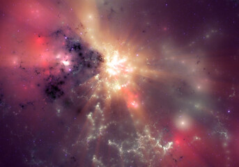 Fototapeta na wymiar Abstract fractal art background suggestive of a nebula and stars in outer space.
